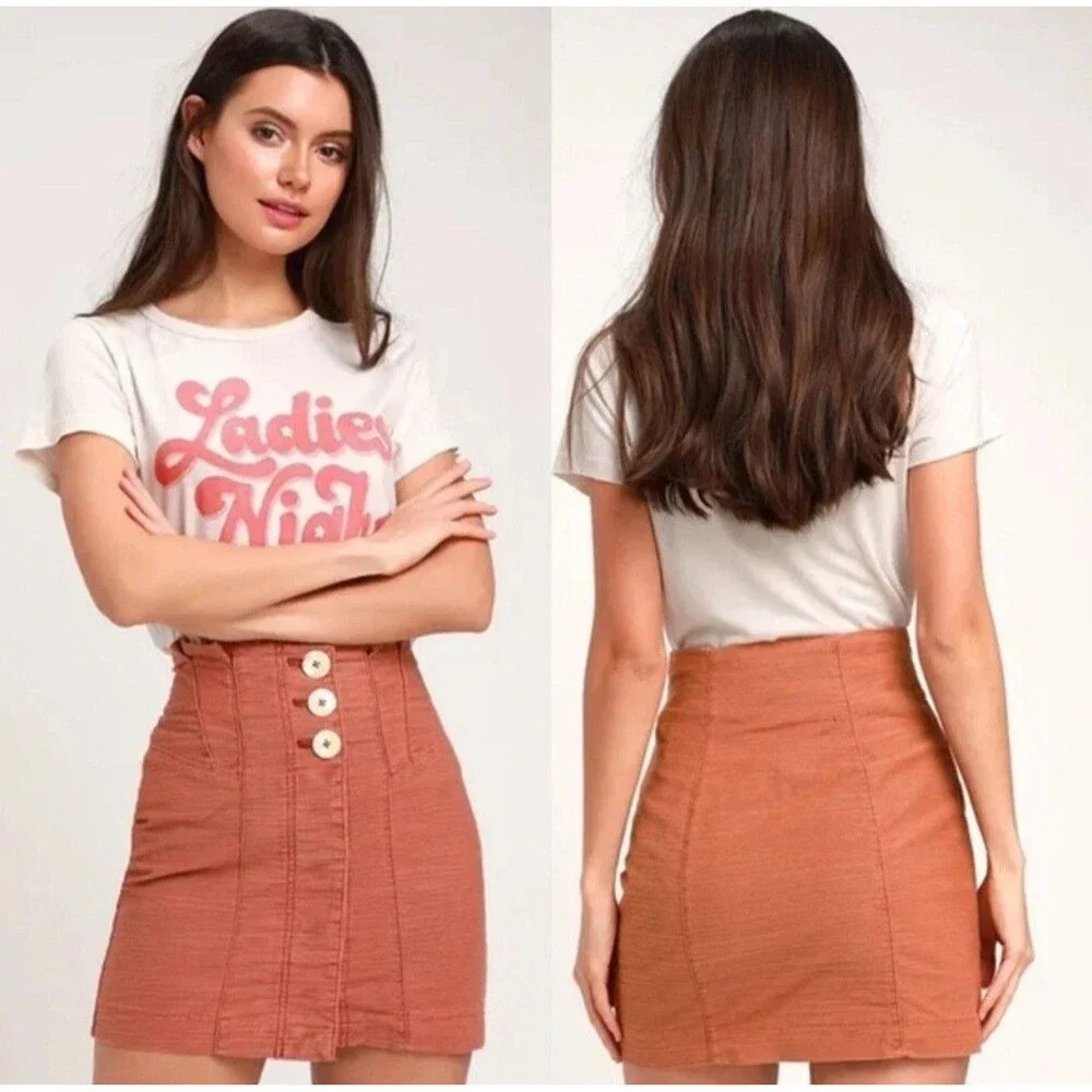 Free People Every Minute Every Hour Mini Skirt Noble Adobe Brown Terra Cotta 10